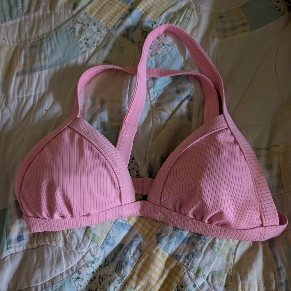 Xhilaration Light Pink Ribbed Bikini Top
